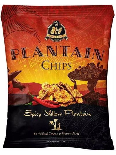 Olu Olu Yellow Plantain Chips with Chilli, 60g (Pack of 24)